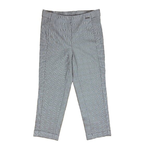 ANNE KLEIN Pullon Gray Houndstooth Office Comfy Stretchy Ankle Pants sz Small - Picture 1 of 7